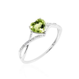 Bague Clothilde Or Blanc Peridot Et Oxyde
