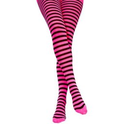 Collants rayures fines, rose/noir
