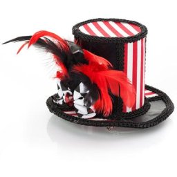 Mini-chapeau ""pierrot"", rouge/blanc/noir