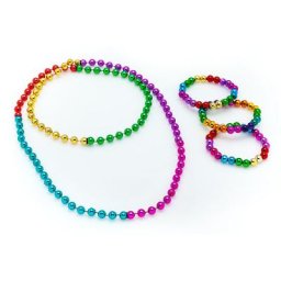 Set de bijoux ""arc-en-ciel"", or/vert/turquoise/rose vif/violet