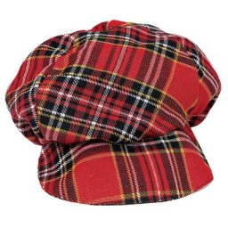 Casquette gavroche à carreaux, rouge