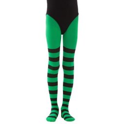 Collants rayés opaques pour enfants, vert/noir
