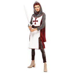 Déguisement de chevalier ""Constance"" pour femmes, blanc/bordeaux
