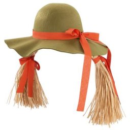 Chapeau ""épouvantail"" avec couettes en raphia