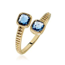 Bague Ilvaae Plaqué Or Pierre Bleue