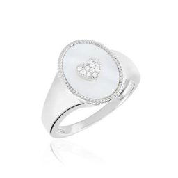 Chevalière Aracely Argent Blanc Nacre Oxyde De Zirconium