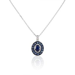 Collier Leona Or Blanc Saphir Diamant