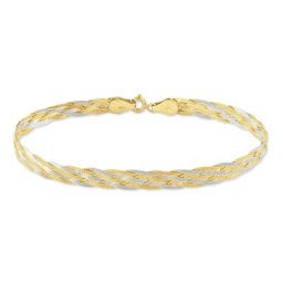 Bracelet Jen Tresse 6 Fils Or Bicolore
