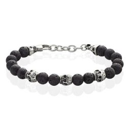 Bracelet Acier Blanc Hantz Pierre De Lave