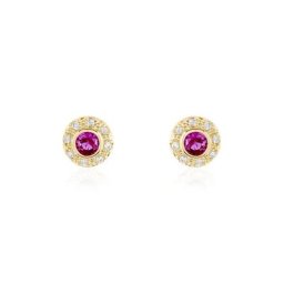 Boucles D'oreilles Puces Plaqué Or Eugenie Pierre Synthétique