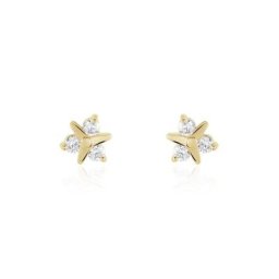 Boucles D'oreilles Puces Plaqué Or Jacinth Oxyde De Zirconium