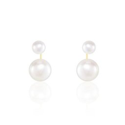 Bijoux D'oreilles Metisse Or Jaune Perle De Culture
