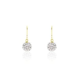 Boucles D'oreilles Pendantes Or Jaune Fidelia Cristal