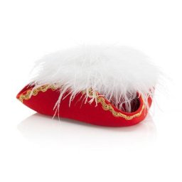Chapeau tricorne avec plume d'autruches, rouge/blanc