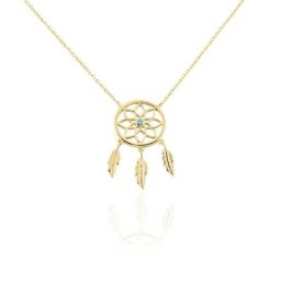 Collier Plaqué Or Jaune Attrape Rêves Turquoise