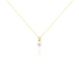 Collier Or Jaune Bragi Perle De Culture Oxyde De Zirconium