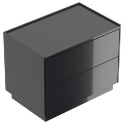 Table de chevet Concepto XL 70cm B avec 2 tiroirs Push to Open Graphite brillant