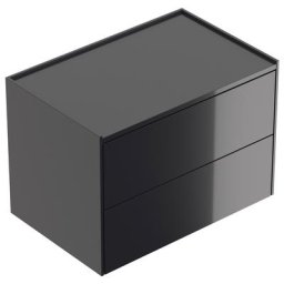 Table de chevet Somnia XL 70cm A avec 2 tiroirs Push to Open Graphite brillant
