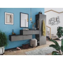 Ensemble meubles d'entrée Blu-L 4 pièces à tiroirs pour 6 paires Cendre