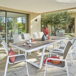 Table de jardin extensible Unisson Pécan Blanc