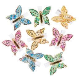 Papillons avec pince, 4 x 3,5 cm, 8 pièces