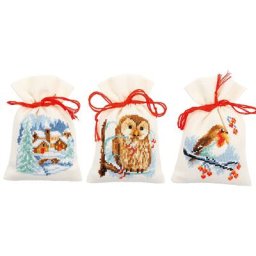 Sachets à broder ""hiver"", set de 3 pièces