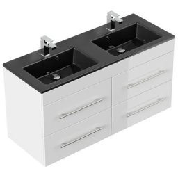 Meuble salle de bain Ovation vasque noir, blanc brillant