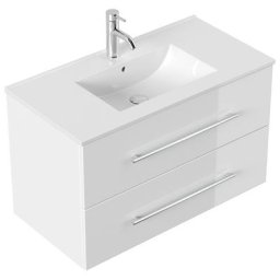 Meuble salle de bain Firenze 90 en blanc brillant