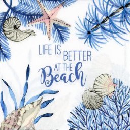 Serviettes en papier « Life is better at the Beach », 33 x 33 cm, 20 pièces