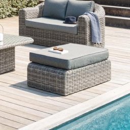 Pouf de jardin Mooréa Terre d'ombre Aluminium traité époxy, Résine tressée, Polyester Unisexe
