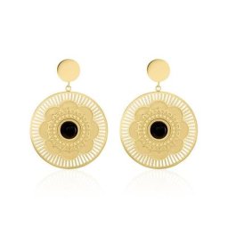 Boucles D'oreilles Pendantes Acier Doré Staffan Agate