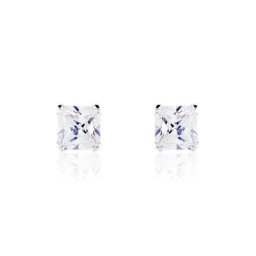Boucles D'oreilles Puces Or Blanc Doreen Oxydes De Zirconium