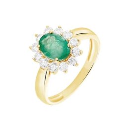 Bague Vladimir Or Jaune Emeraude Et Diamant