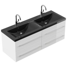 Meuble double vasque noir Apadena XL blanc brillant