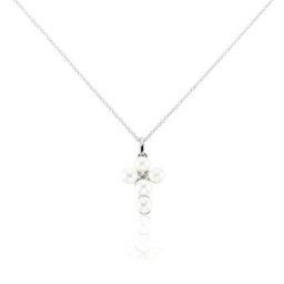 Collier Argent Blanc Burt Perles De Culture Oxydes De Zirconium