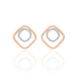 Boucles D'oreilles Pendantes Artahe Carree Or Bicolore