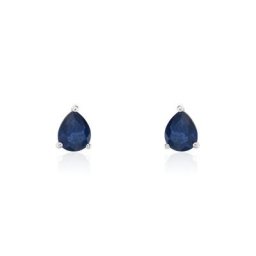 Boucles D'oreilles Puces Or Blanc Isador Saphir