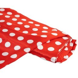 Tissu satin ""pois"", rouge/blanc