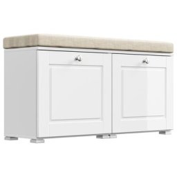 Banc à chaussures Cottage armoire pour 8 paires 105x55 cm Blanc-blanc brillant