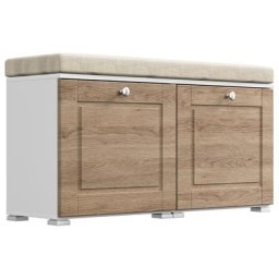 Banc à chaussures Cottage armoire pour 8 paires 105x55 cm Blanc-chêne