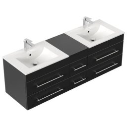 Meuble salle de bain double vasque Roma XL noir satiné