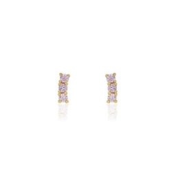 Boucles D'oreilles Puces Plaqué Or Jaune Alodia Oxyde De Zirconium