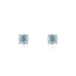 Boucles D'oreilles Puces Elea Or Blanc Topaze Bleu Sky