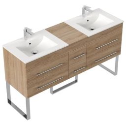 Meuble salle de bain double vasque Roma XL décor chêne à poser
