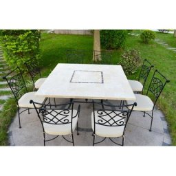Table de jardin carrA©e mosaA¯que de marbre-travertin CAPRI
