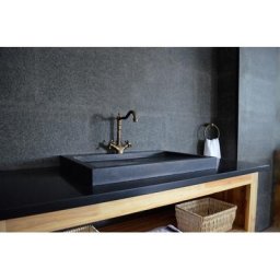 Vasque A poser salle de bain granit noir Luxe CALVI SHADOW
