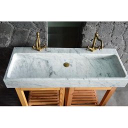 Double vasque en marbre de Carrare vA©ritable 120cm ESTEL WHITE