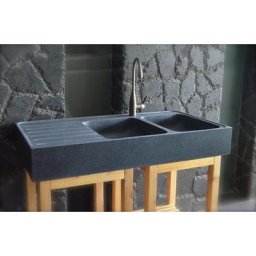 A‰vier de cuisine en granit vA©ritable 2 bacs + A©gouttoir 120x60 BESSO