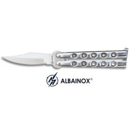 Couteau papillon 18,5cm balisong - argenté