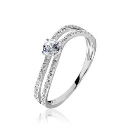 Bague Vrille Double Or Blanc Oxyde De Zirconium